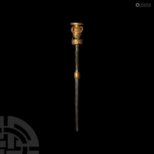 Greek Pin with Gold Amphora Finial