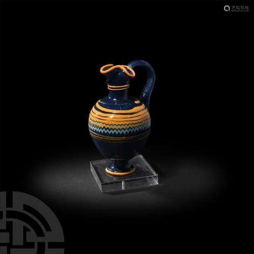 Greek Cobalt Blue Core-Formed Glass Oinochoe