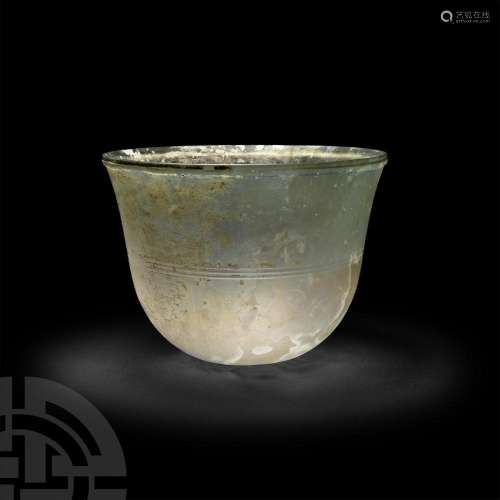 Very Large Hellenistic Pale Green Glass Bowl