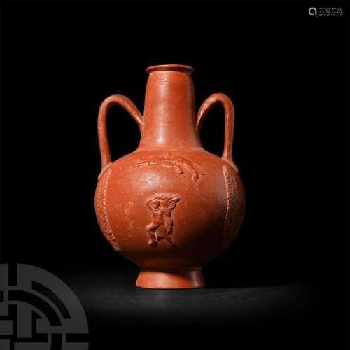 Roman Red Slip Ware Amphoriskos with Hercules and Pan