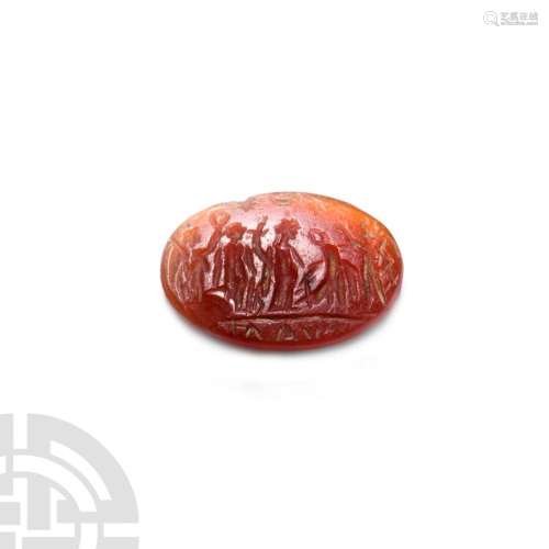 Roman Gemstone with God Being Crowned by Victory