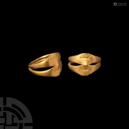 Roman Gold Double Banded Ring with Capricorns