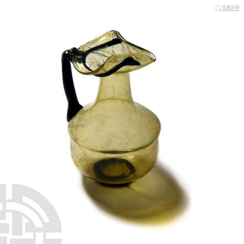 Roman Pale Yellow Glass Oinochoe