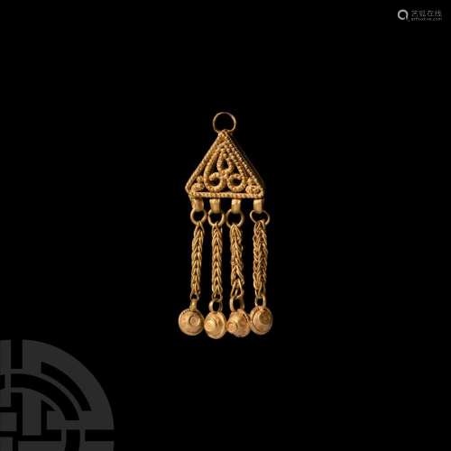 Byzantine Gold Pendant with Drops