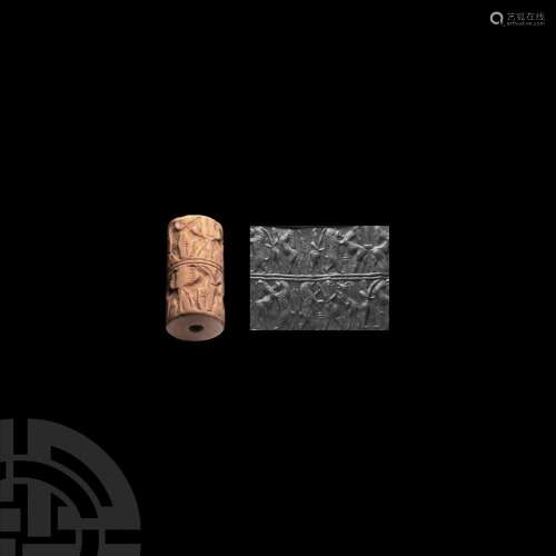 Mesopotamian Cylinder Seal with Contest Scene