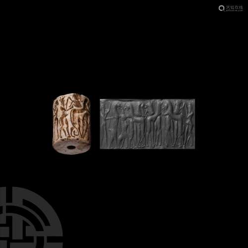 Large Akkadian Cylinder Seal with Contest Scene