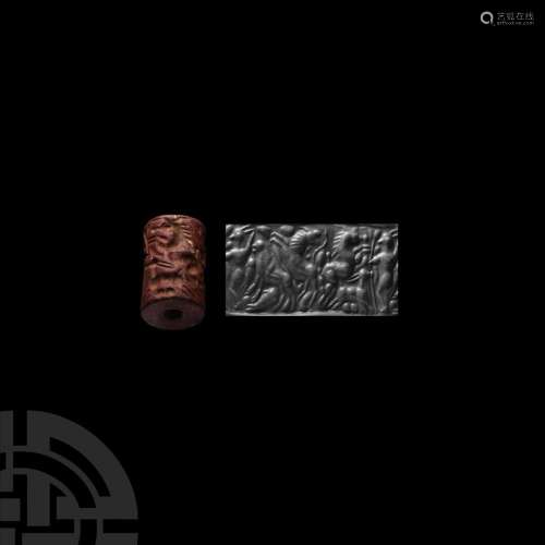 Mesopotamian Cylinder Seal with Contest Scene