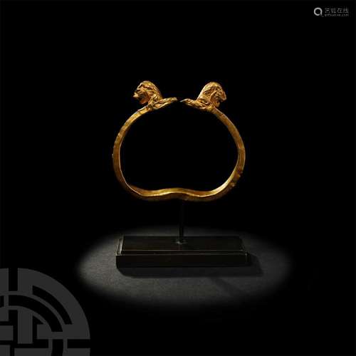 Achaemenid Gold Bracelet with Lion Protomes