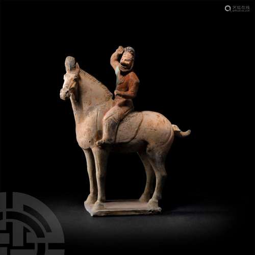 Chinese Tang Horse and Rider Figure