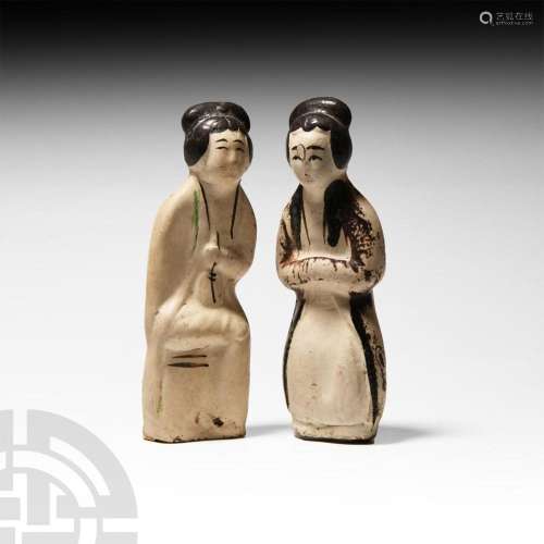 Chinese Jin Cizhou Ware Lady Attendant Figurines