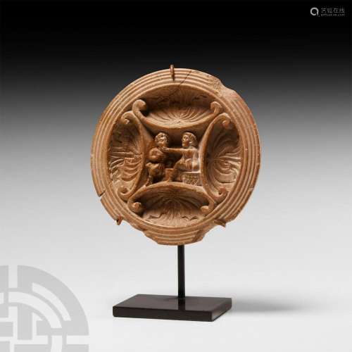 Gandharan Offering Dish with Acanthus Leaves Surrounding a D...
