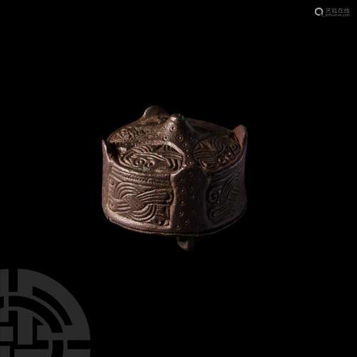 Scandinavian Viking Drum Brooch with Interlaced Panels