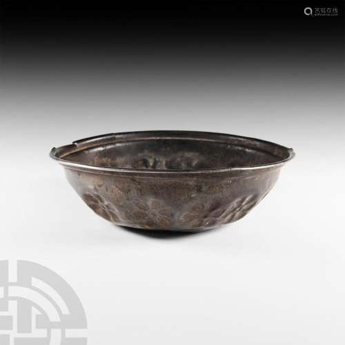 Medieval Silver Bowl with Flowers