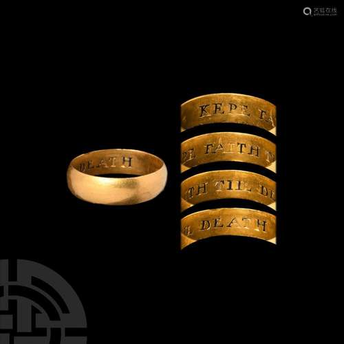 Gold 'Keep Faith Til Death' Posy Ring