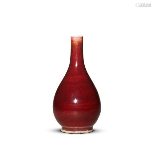 清中期  红釉胆式瓶