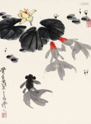 吴作人(1908-1997) 金鱼 设色纸本 立轴 1983年作