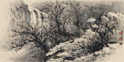 黄君璧(1898-1991) 雪景图 设色纸本 立轴
