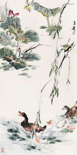 王雪涛(1903-1982) 春江水暖 设色纸本 立轴