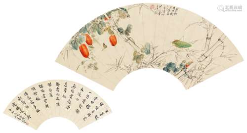 王雪涛(1903-1982)、袁克文(1889-1931) 夏趣、书法 设色纸本 镜心