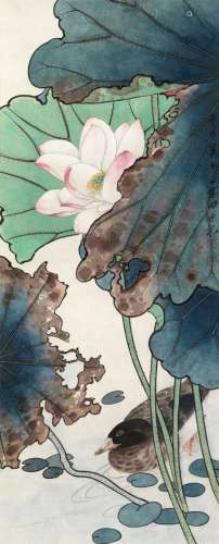 田世光(1916-1999) 荷塘鸭趣 设色纸本 镜心 1941年作