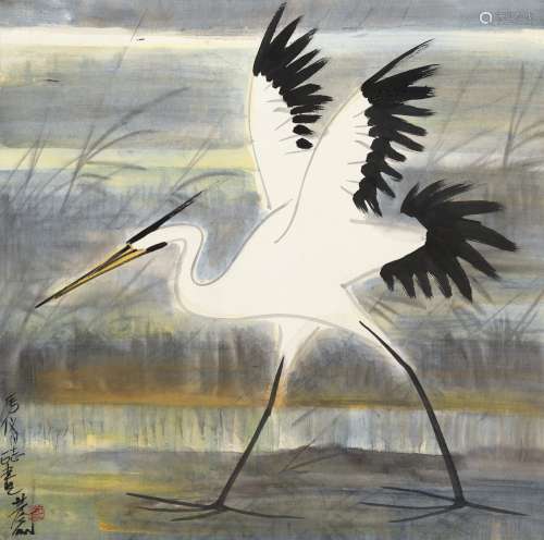 林风眠(1900-1991) 鹤 设色纸本 镜心