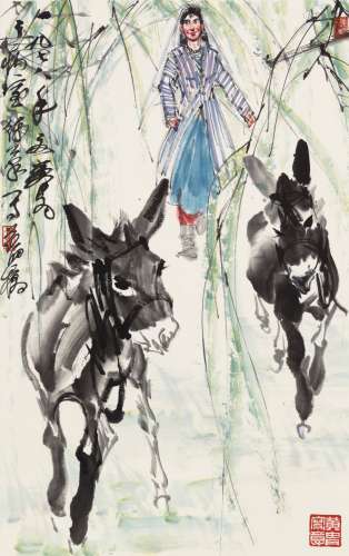黄 胄(1925-1997) 牧驴图 设色纸本 镜心 1978年作