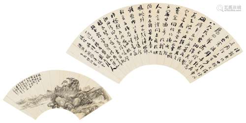 何绍基(1799-1873)、何紹業(1799-1839) 山水、书法 水墨纸本 镜心