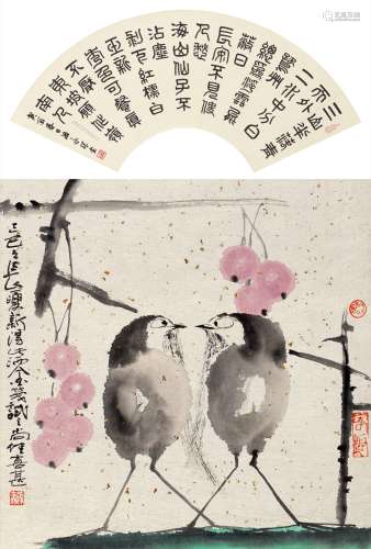 薛 亮(b.1956)、溫永琛(1922-1995) 书画双挖 设色纸本 立轴