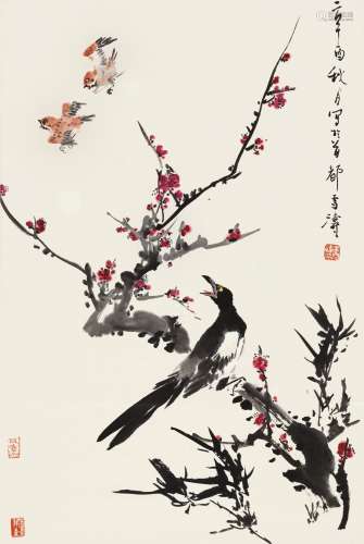 王雪涛(1903-1982) 梅雀图 设色纸本 立轴 1981年作