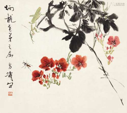 王雪涛(1903-1982) 花卉草虫 设色纸本 镜心