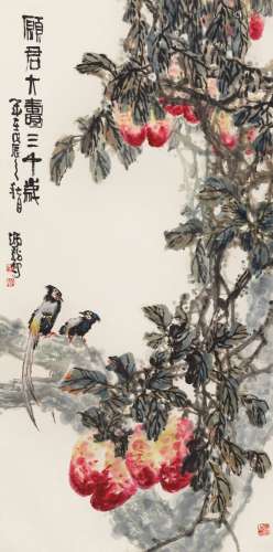 王炳龙(1940-1999) 愿君大寿三千歲 设色纸本 镜心 1988年作