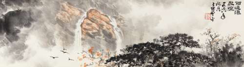 应野平(1910-1990) 雨过瀑声喧 设色纸本 镜心 1978年作