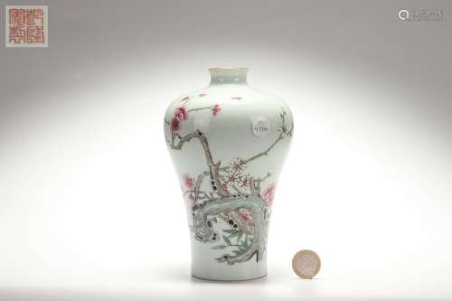 Famille Rose Plum Vase with Plum Blossom Design, Qianlong Re...