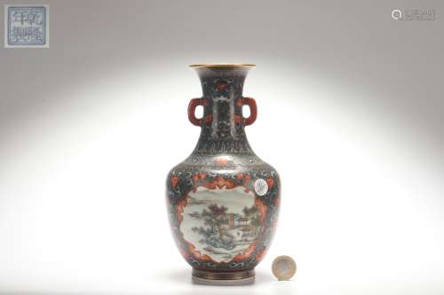 Famille-rose Enameled Vase with Interlaced Lotus Patterns, Q...