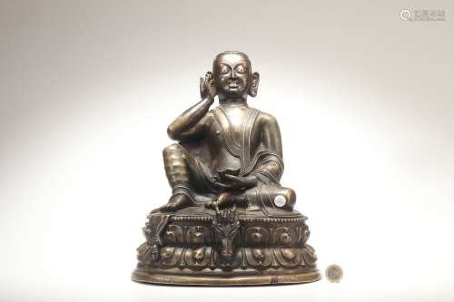 Alloy Copper Milarepa Statue with Silver Wires Inlaid