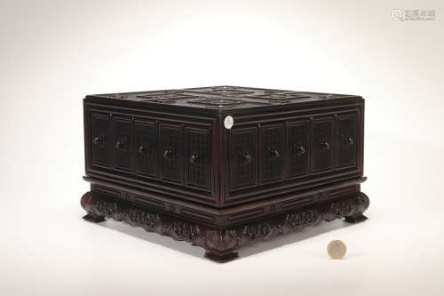 Red Sandalwood Box with Treasures Inlaid