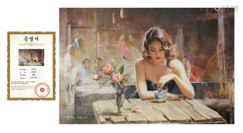 Tea Drinking, Oil Painting, Lim Young-chul