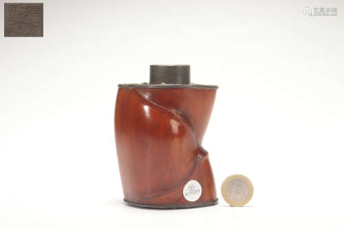 Bamboo Jar with Tin Covered Design and “YI HE DIAN TONG” Mar...
