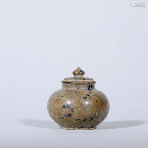 唐  豹紋石萬年罐