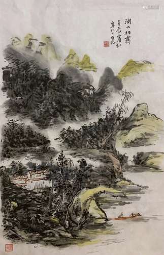 Chinese Ink Color Landscape Painting