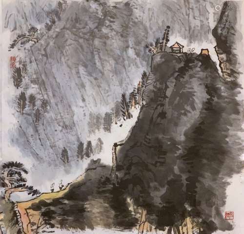 Chinese Ink Color Landscape Painting