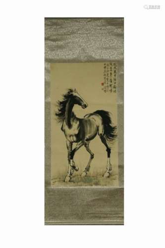 Horse, Chinese ink Color Scroll Painting