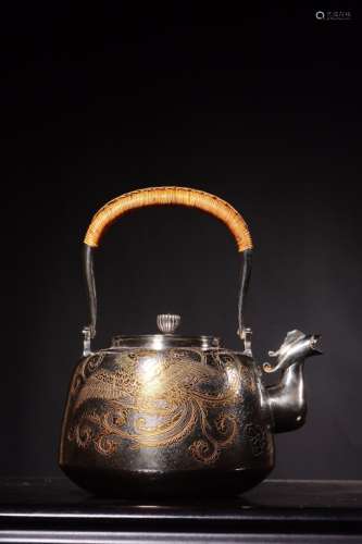 Japanese Engraved Silver Teapot