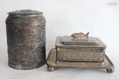 Two Silver Plated Container
