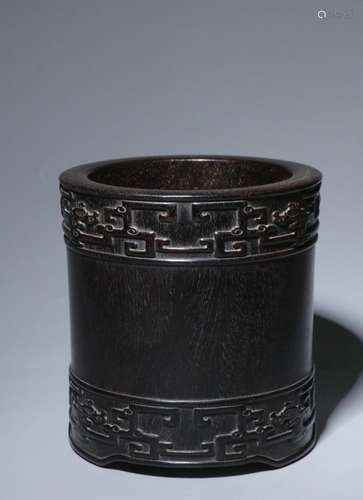 Chinese Zitan Wood Carved Brushpot