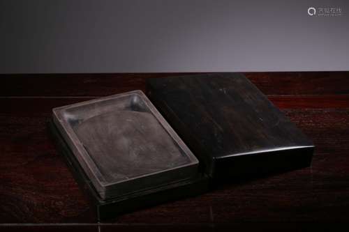 Chinese Inkstone w Wood Case