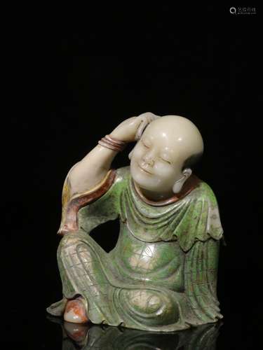 Chinese Soapstone Carved Luohan Figurine