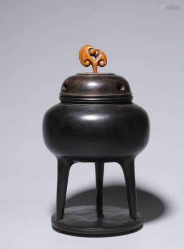 Chinese Zitan Wood Hand Carved Tripod Censer