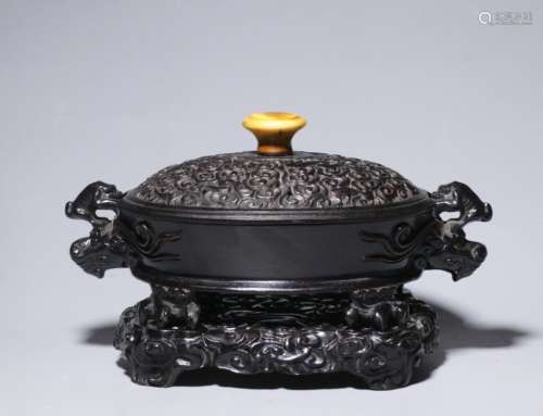 Chinese Zitan Wood Hand Carved Censer