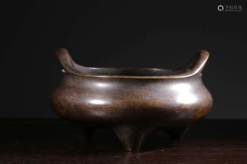 Chinese Bronze Tripod Censer,mark